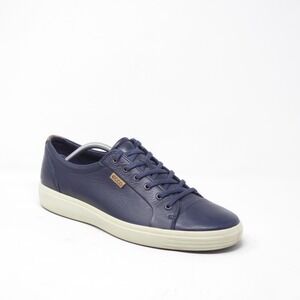 ECCO Mens Soft 7 Sneakers Shoes Navy Blue Leather Lace Up 12 / 46